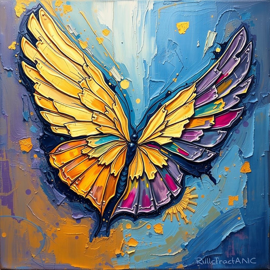 Vibrant Expressionist Oil Painting with Thick Textured Layer...