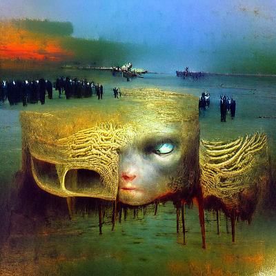 Eyes in Poisoned Sea: Steampunk Digital Illustration