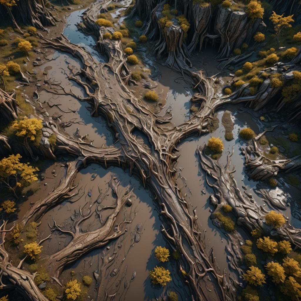 Detailed Matte Painting of Mud in Deep Color