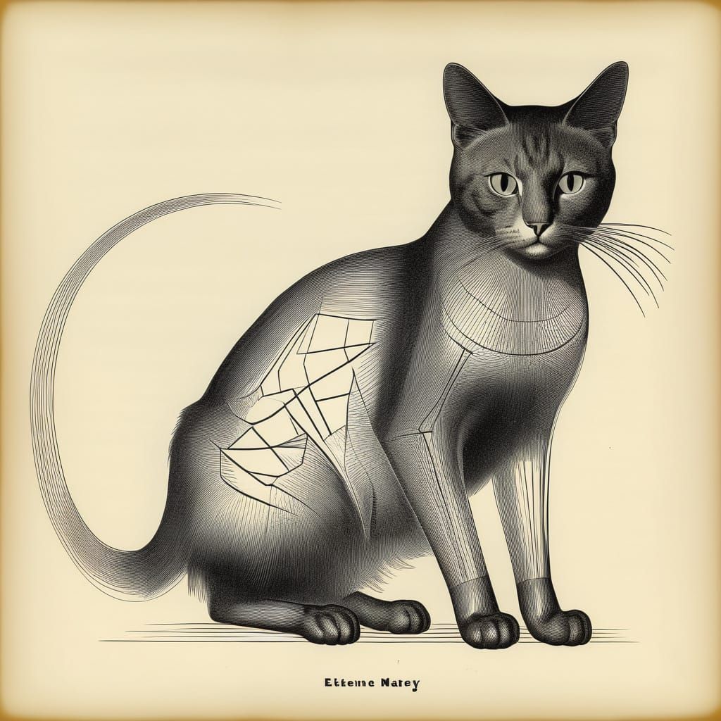 X-Ray Cat Vector in Chronophotography Style