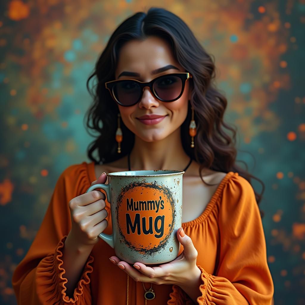 Woman with Mummy's Mug: Surreal Digital Art