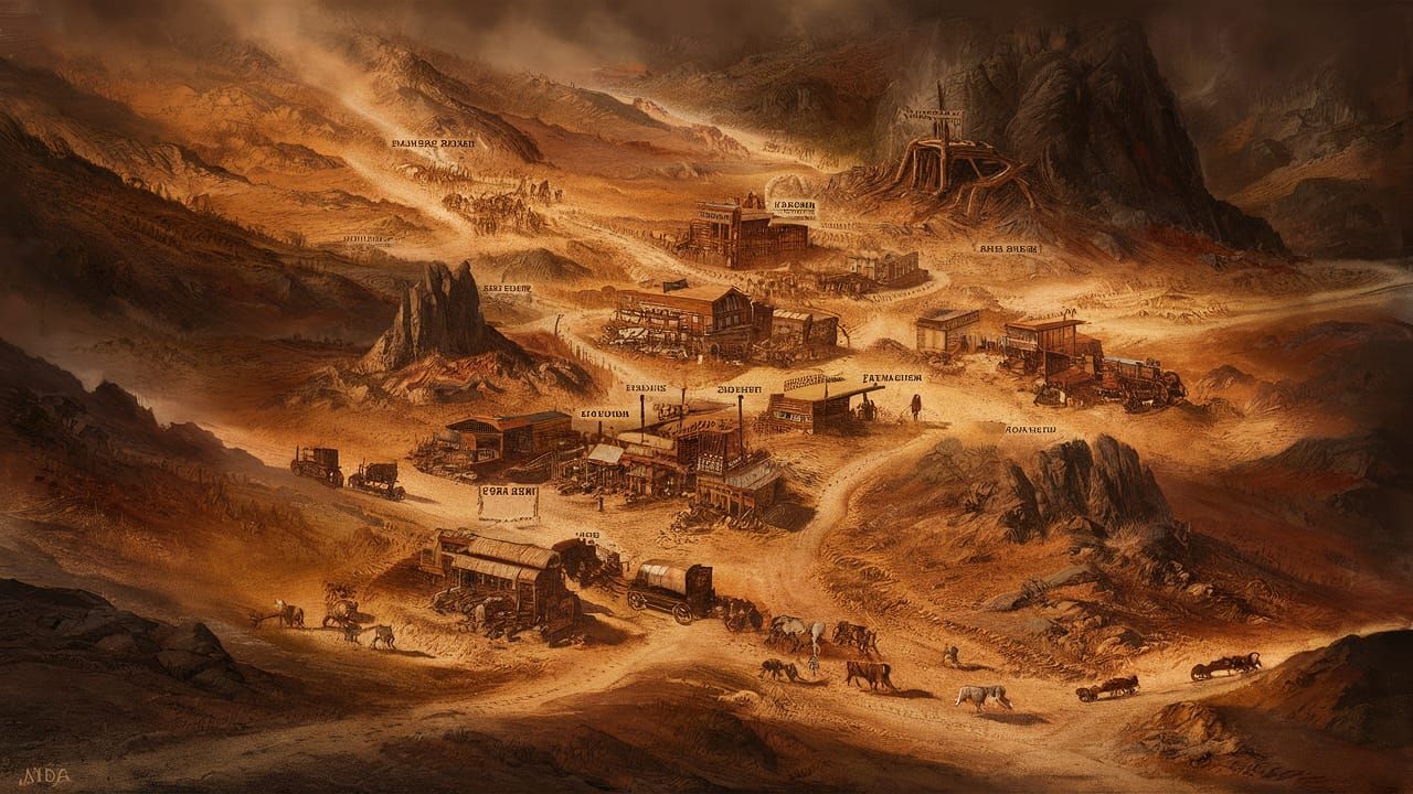 Detailed Wild West Frontier Map of the American West