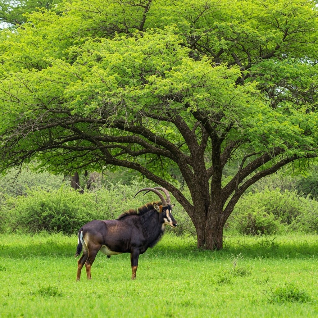 Sable Antelope Beneath Miombo Tree, Romanticism Style