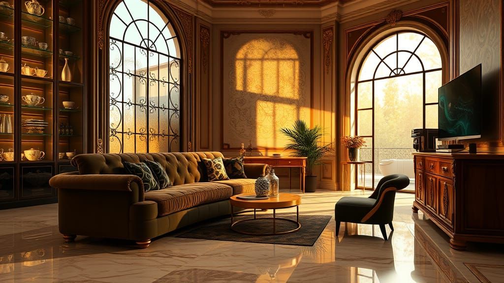 Elegant Coffee Lounge in Art Nouveau Style