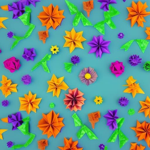 Halloween Origami Flowers Papercraft in 8K