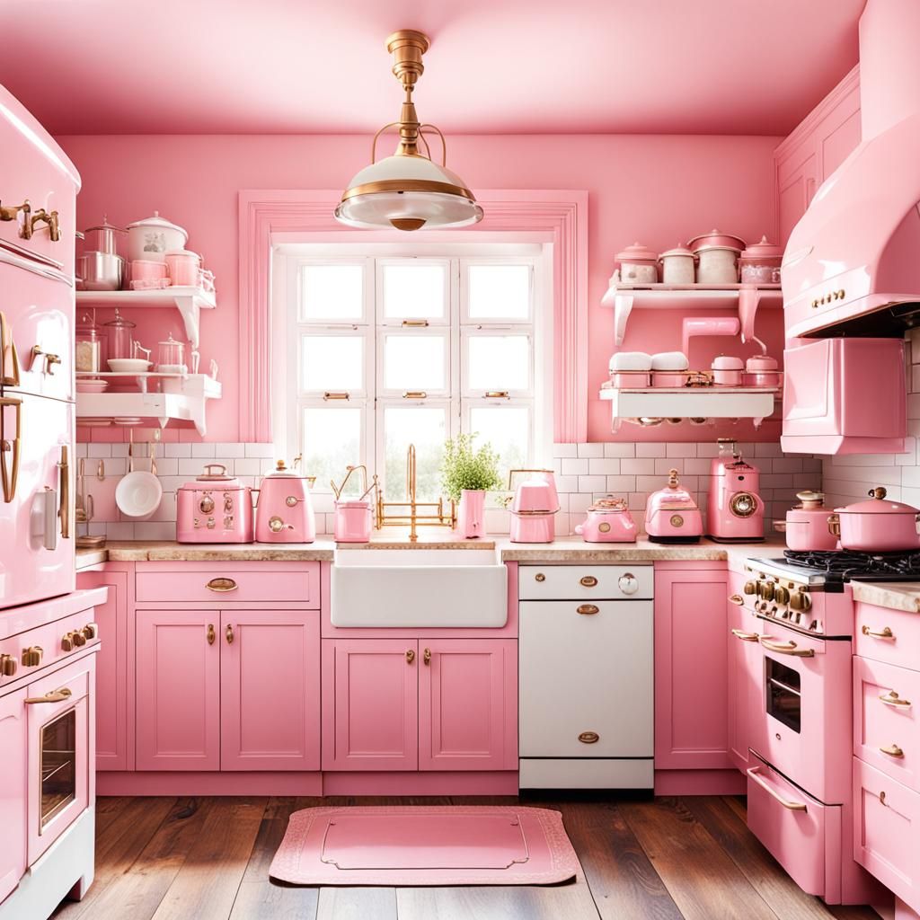 Pink Vintage Kitchen in Shabby Chic Style