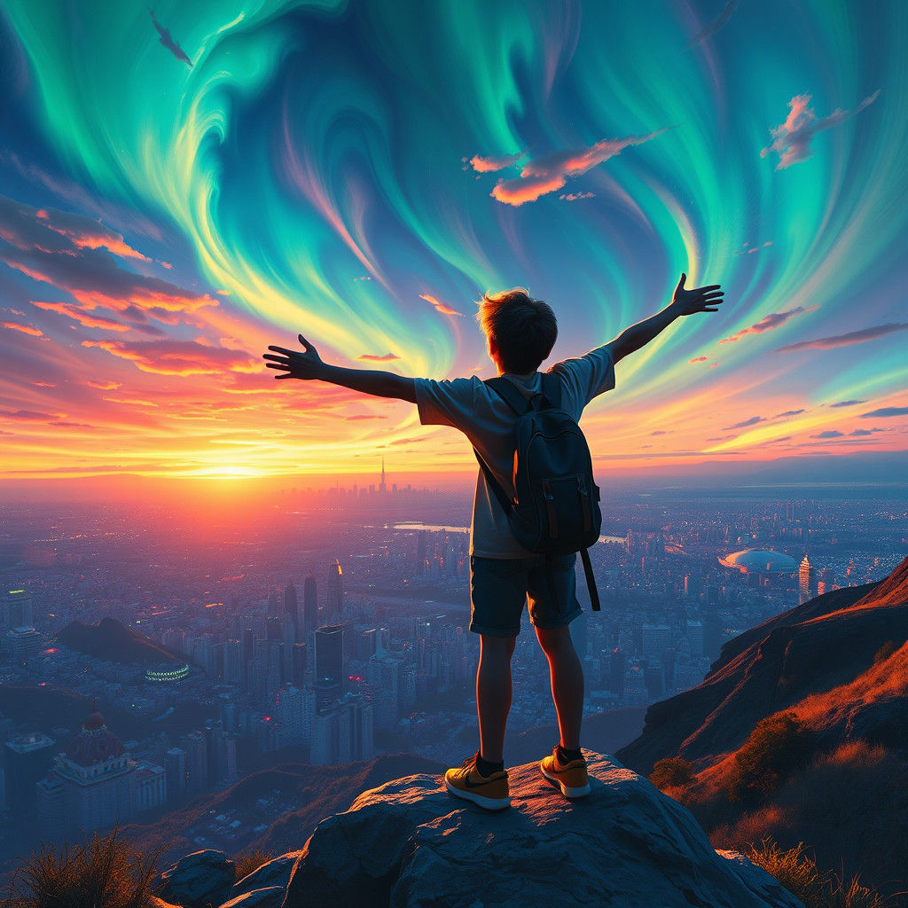 Teenager's Plea: World Peace at Sunset