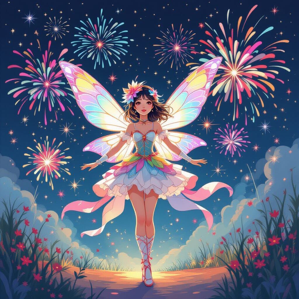 Fireworks Fairy in Dreamy Fantasy Art Style