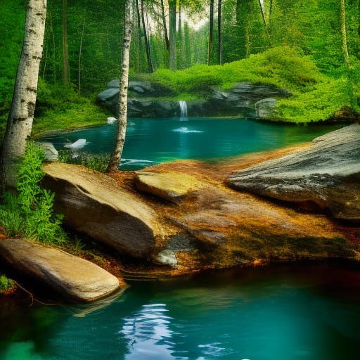 Colorful Secret Forest Swimming Hole in HD