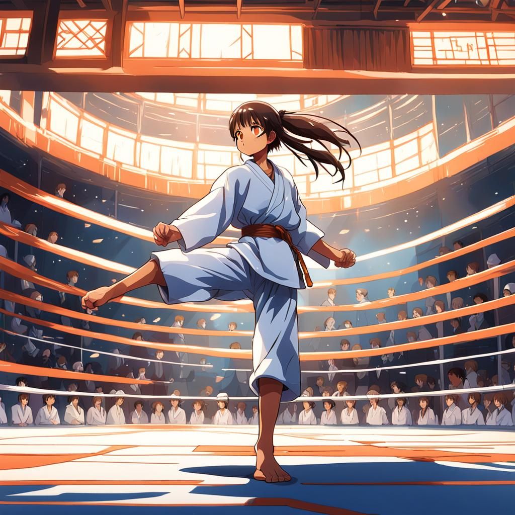 Girl in Karate Attire: Anime-Style Concept Art