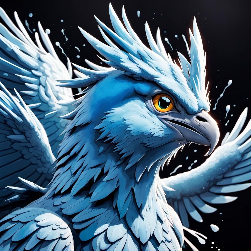 Majestic Articuno Portrait in Hyperrealistic Splash Art