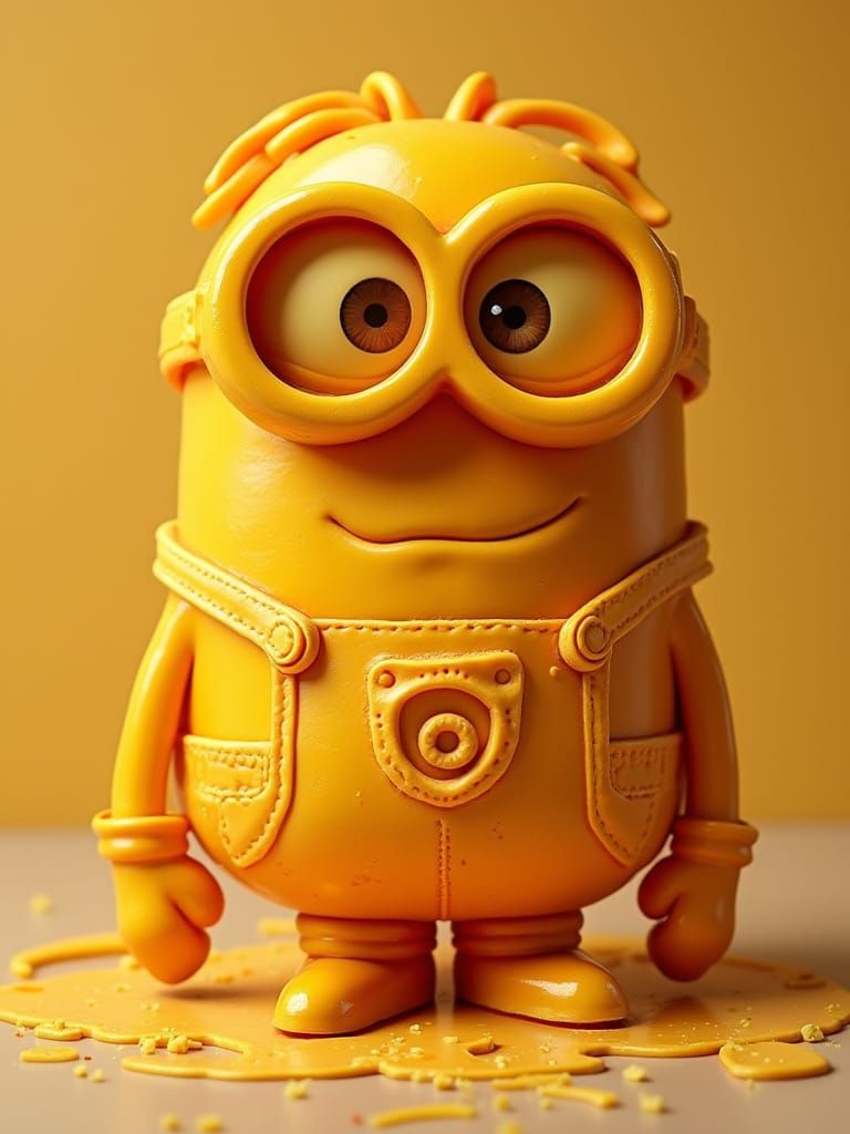 Cheddar Cheese Minion Sculpture: Digital Art