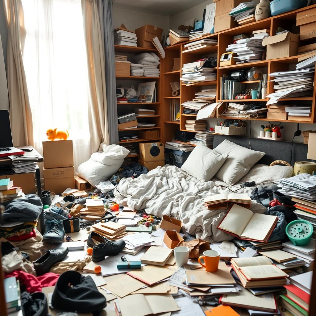 Chaotic Cluttered Room with Scattered Items