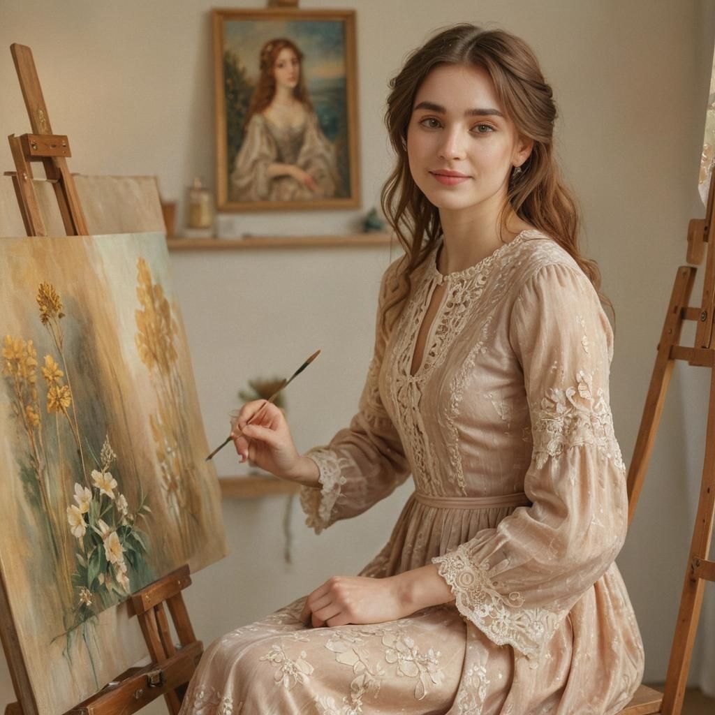 A Beautiful Artist at Work in Soft Focus