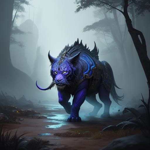 Werepanther in Ancient Ruins: Dark Fantasy Concept Art