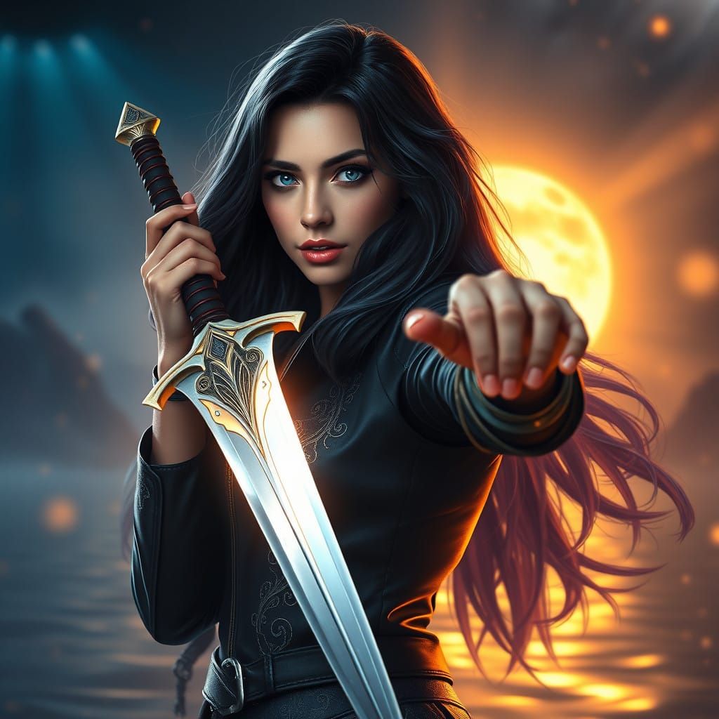 Heroic Fantasy Warrior in Mysterious Realm