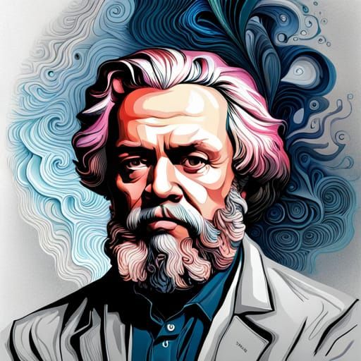 Marx as Terminator Mountain Cat in Fractal Style