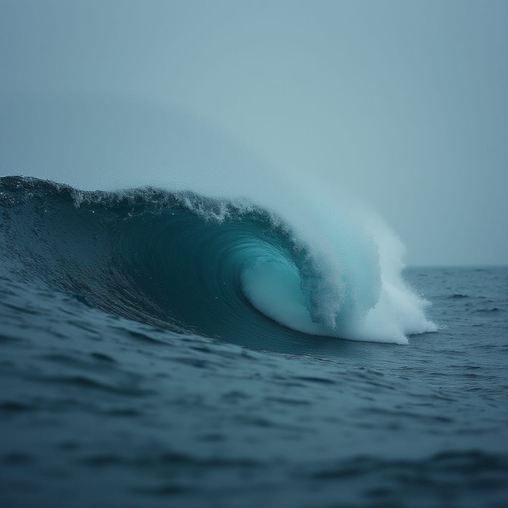 Calm Rain on a Somber Ocean