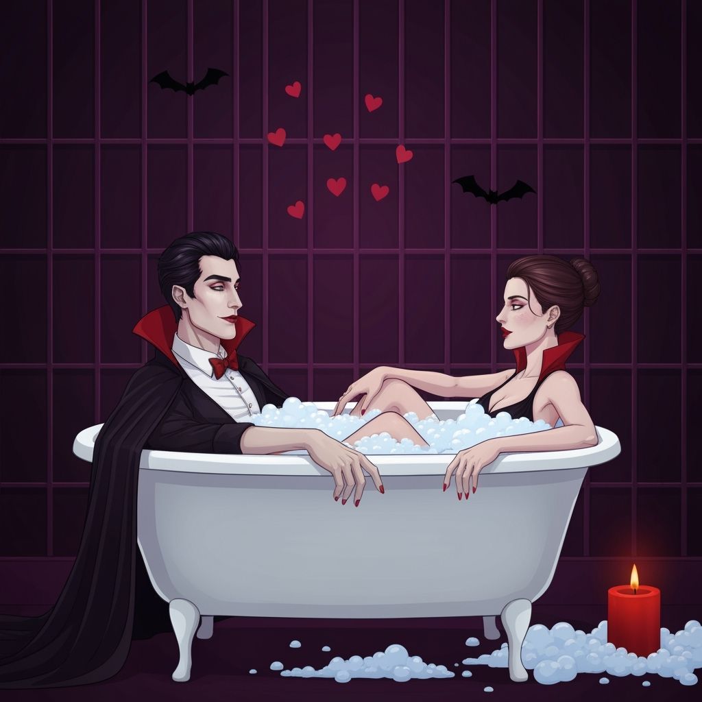 Vampire Couple's Romantic Bubble Bath