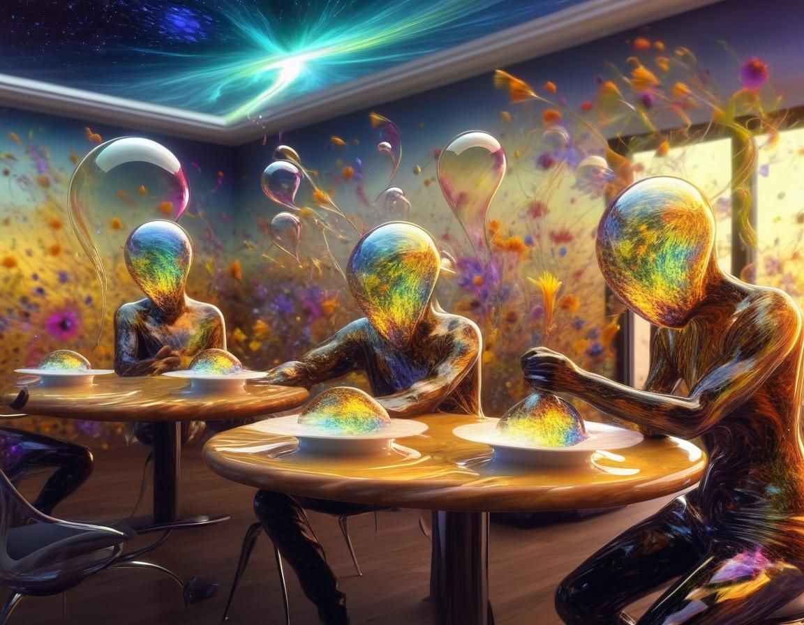 Abstract Arabesque with Exploding Teardrop and Plasma Beams