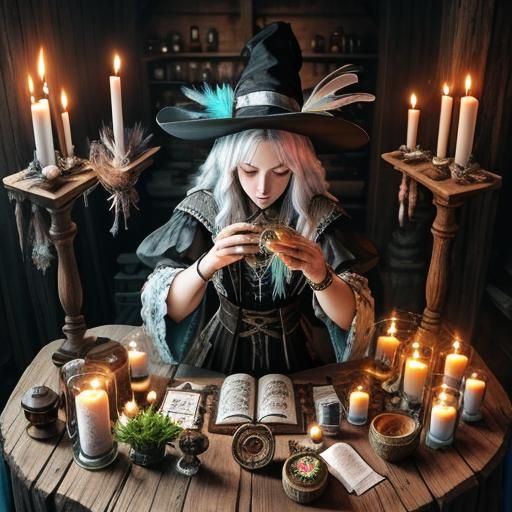 Feather Magic Potion Brewing at Vintage Altar