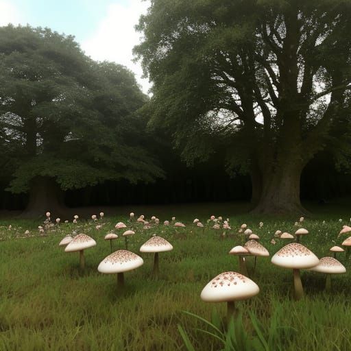 A fairy ring of toadstools in the Nene Valley