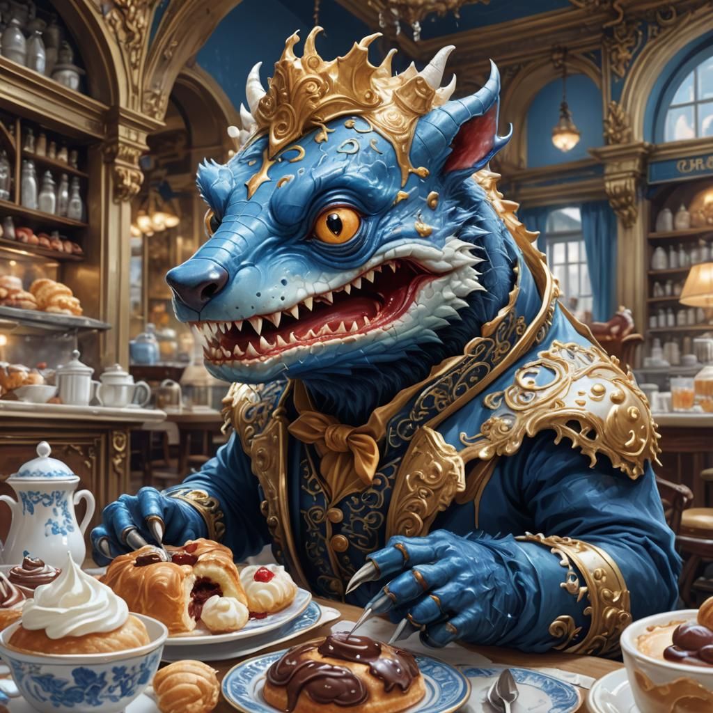 Monster Croissantodile Bites Souvenir Pastry: Fantasy Art