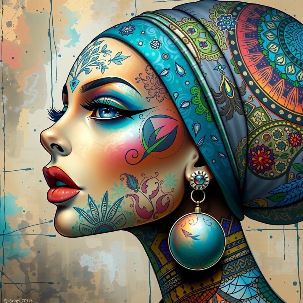 Illustration of a woman in profile