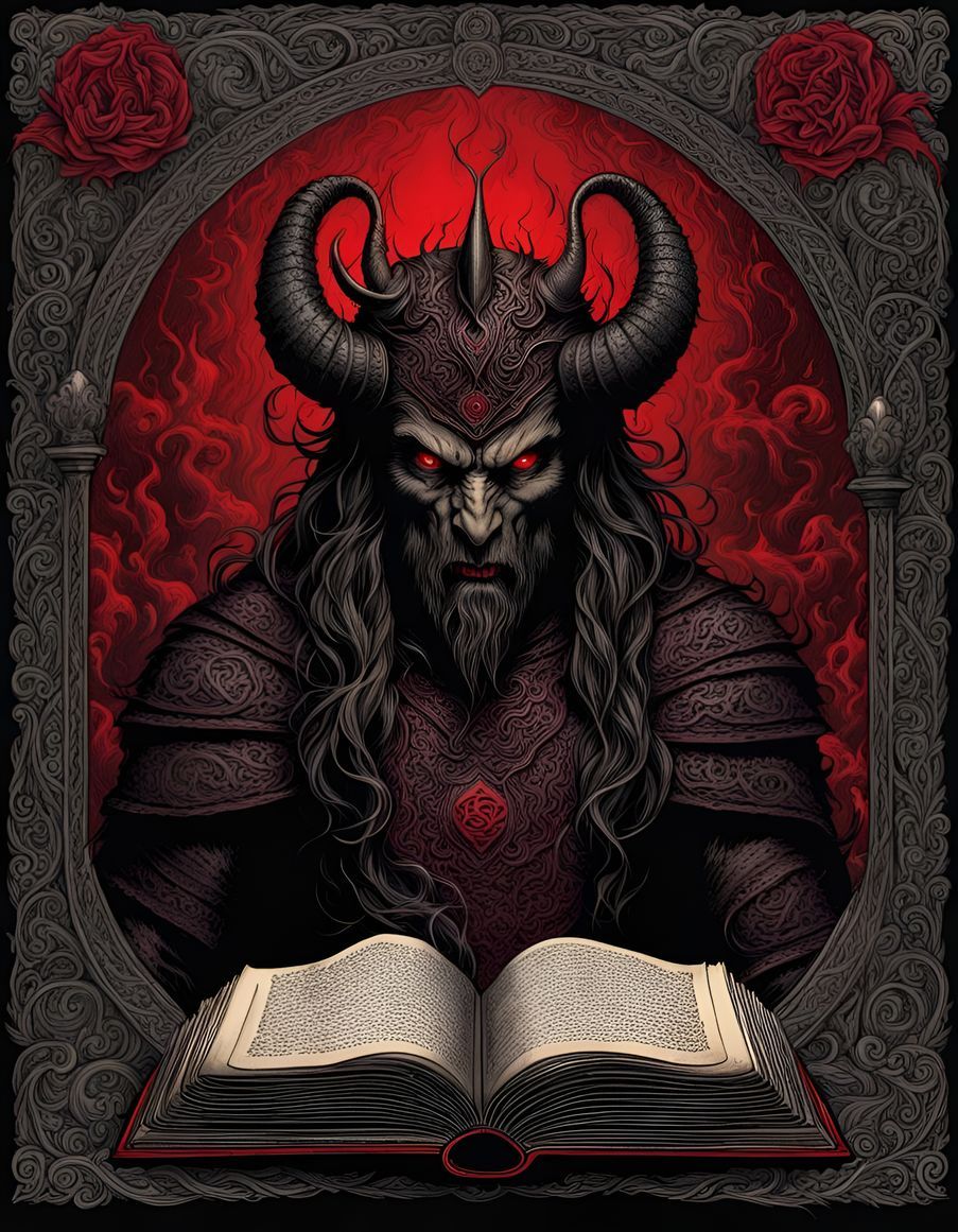 Demonic Book Page in Hell: Medieval Black Metal Art