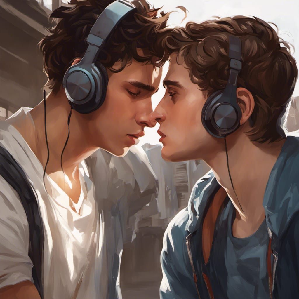 Sad Teen with Headphones in Hyperdetailed Digital Art