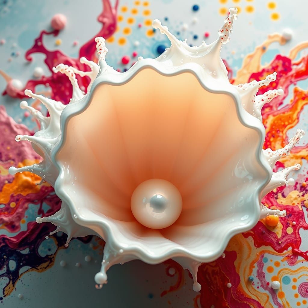 Hyperrealistic Pearl Shell Portrait in Vibrant Colors