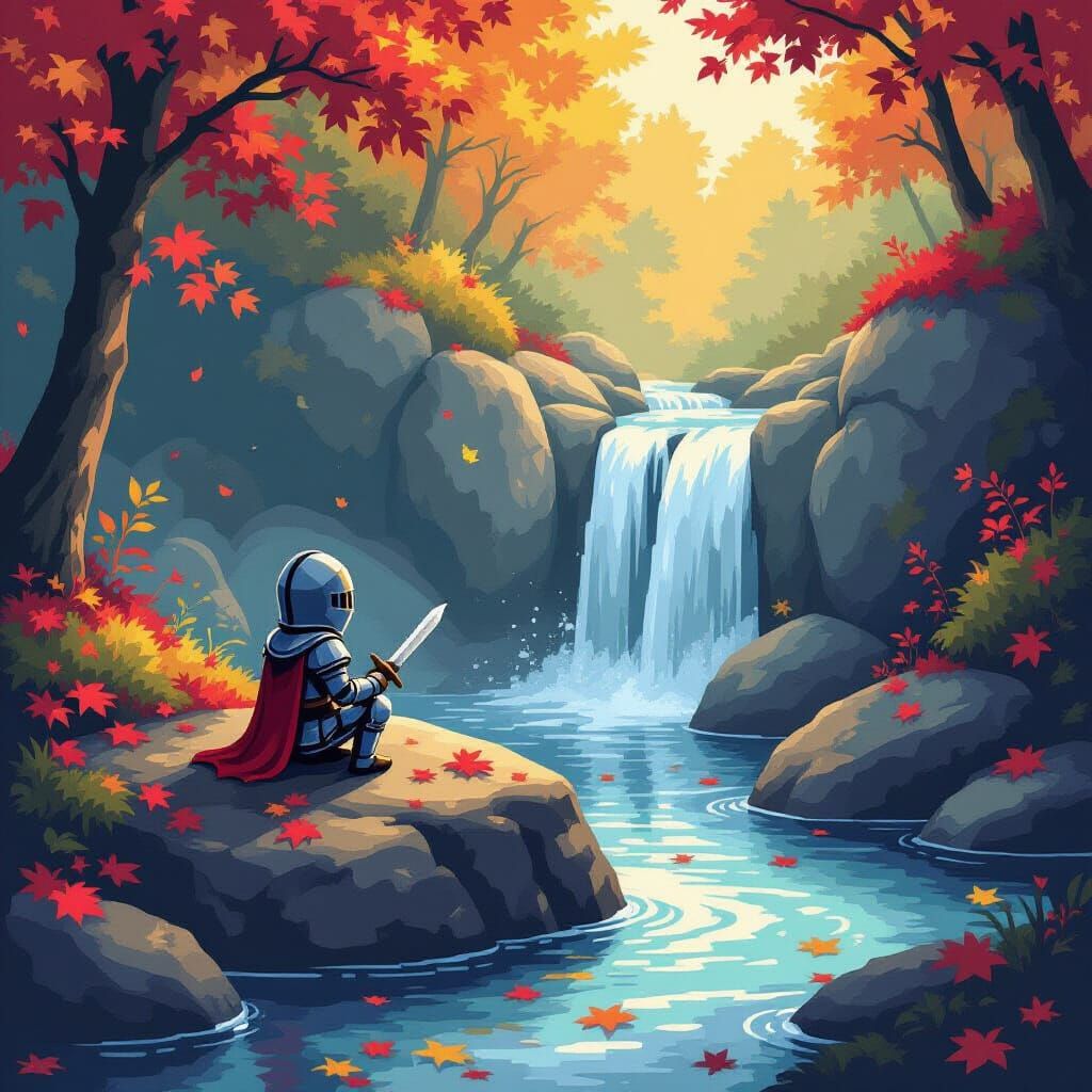Nostalgic Pixel Art Knight by Autumn Waterfalls