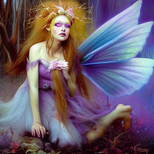 Ethereal Halloween Fairy in Oil Painting Style