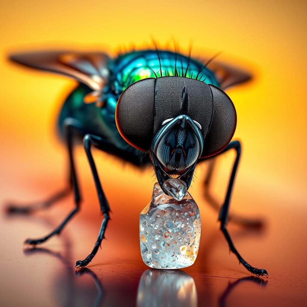 Hyperrealistic Housefly Savoring Sugar, Renaissance Art Styl...