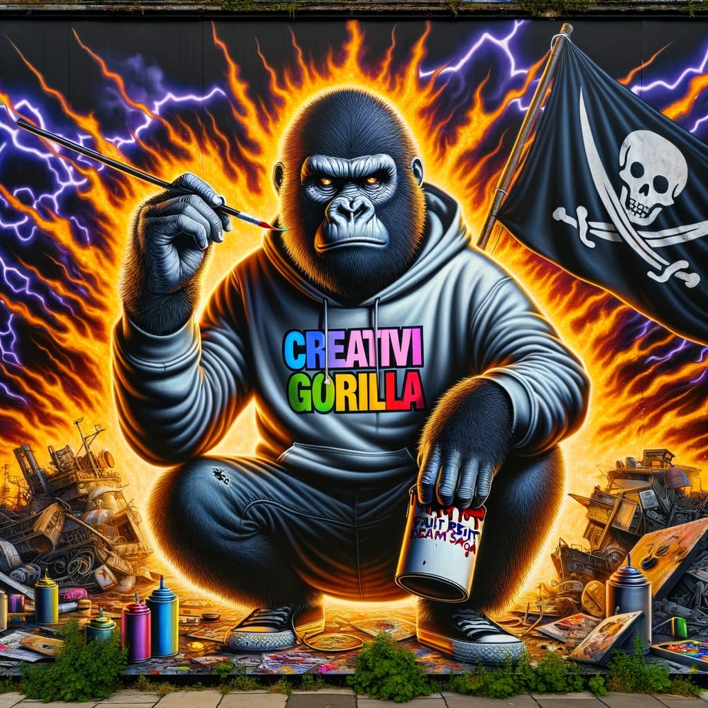 Street Art Graffiti: Gorilla in Fruit Realm Saga