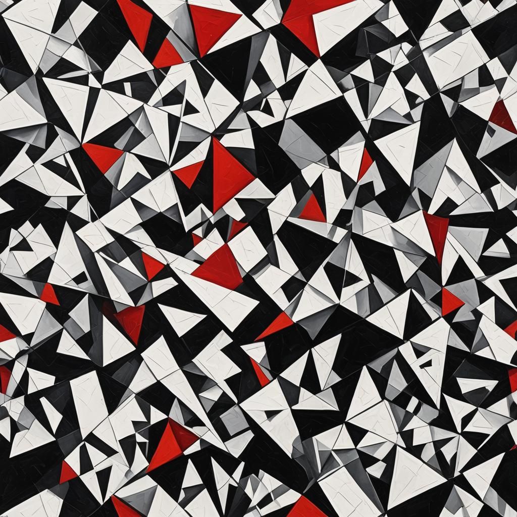 Cubist Painting of Rhombuses in High Contrast