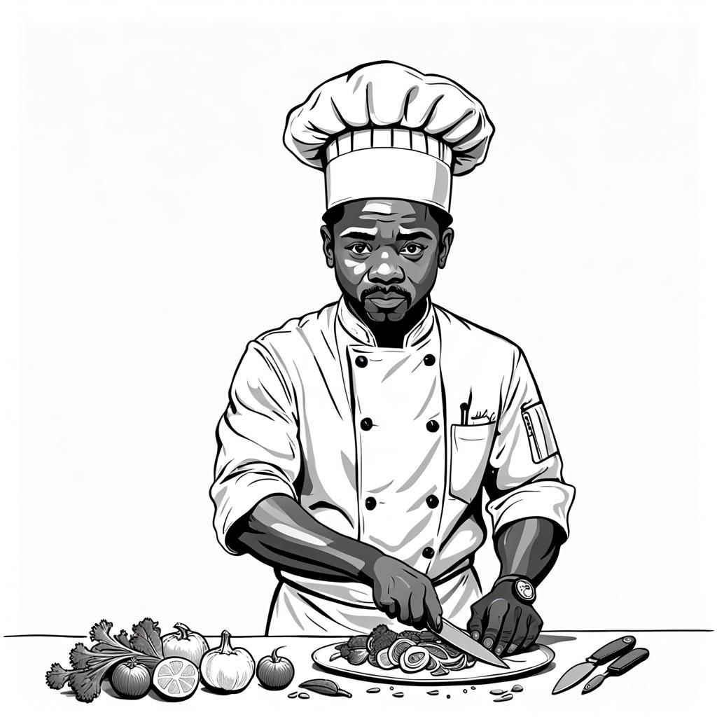 Minimalist African American Chef Illustration