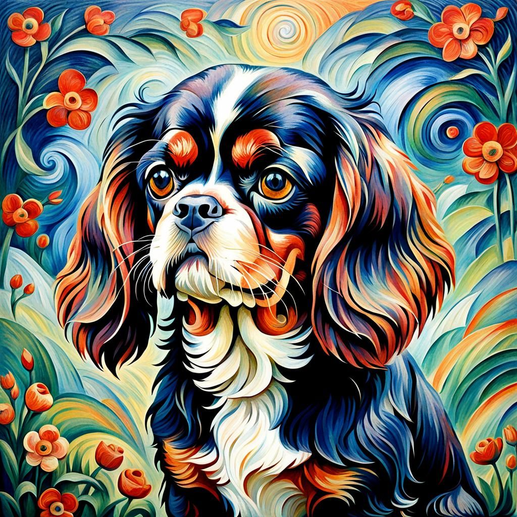 King Charles Spaniel in Futurist Style