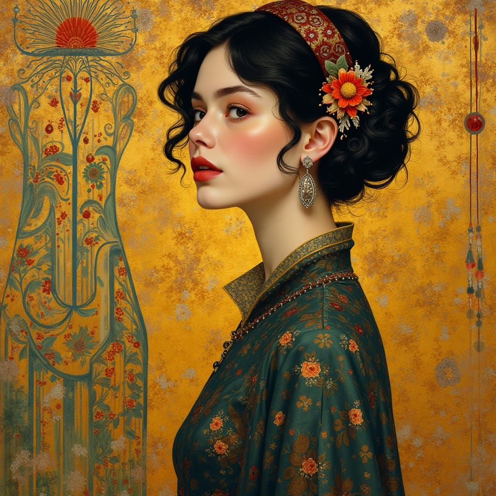 Elegant Woman in Golden Era Style