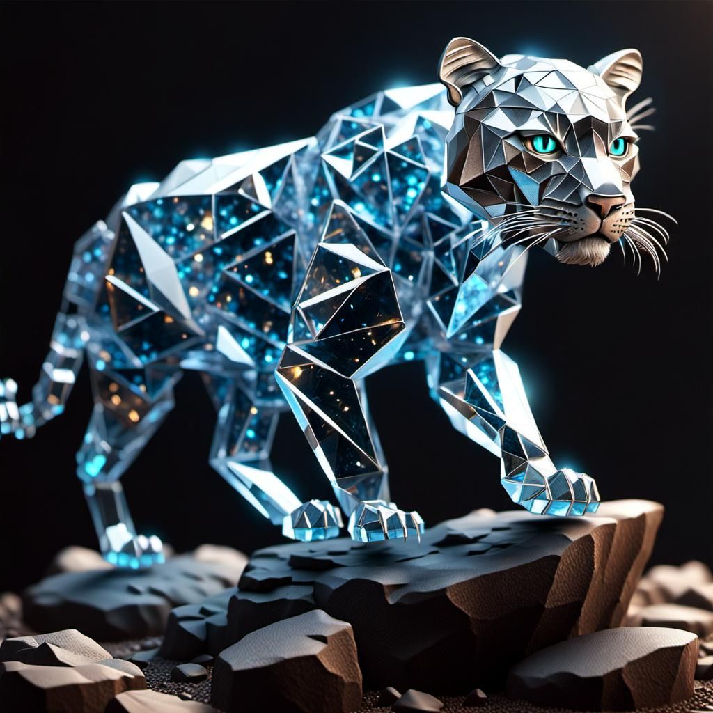Crystalline Cats in Sci-Fi Hyperrealism