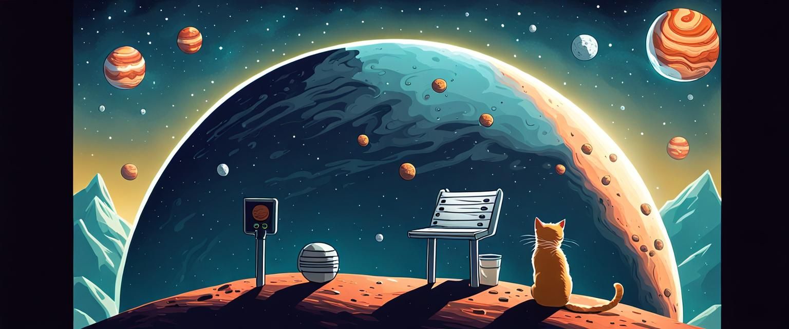 Cat Disc Golfing on the Moon with Candy