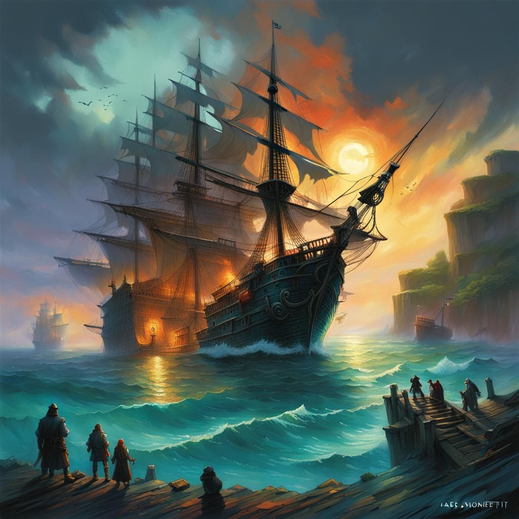 Sinister Ghost Ship Docks on Pirate Island