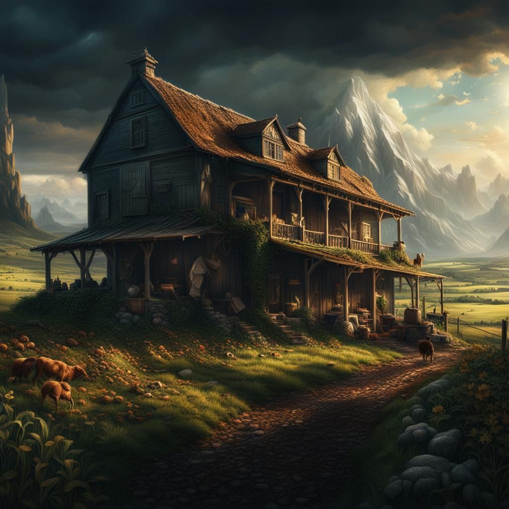 Epic Farm Life Digital Matte Painting