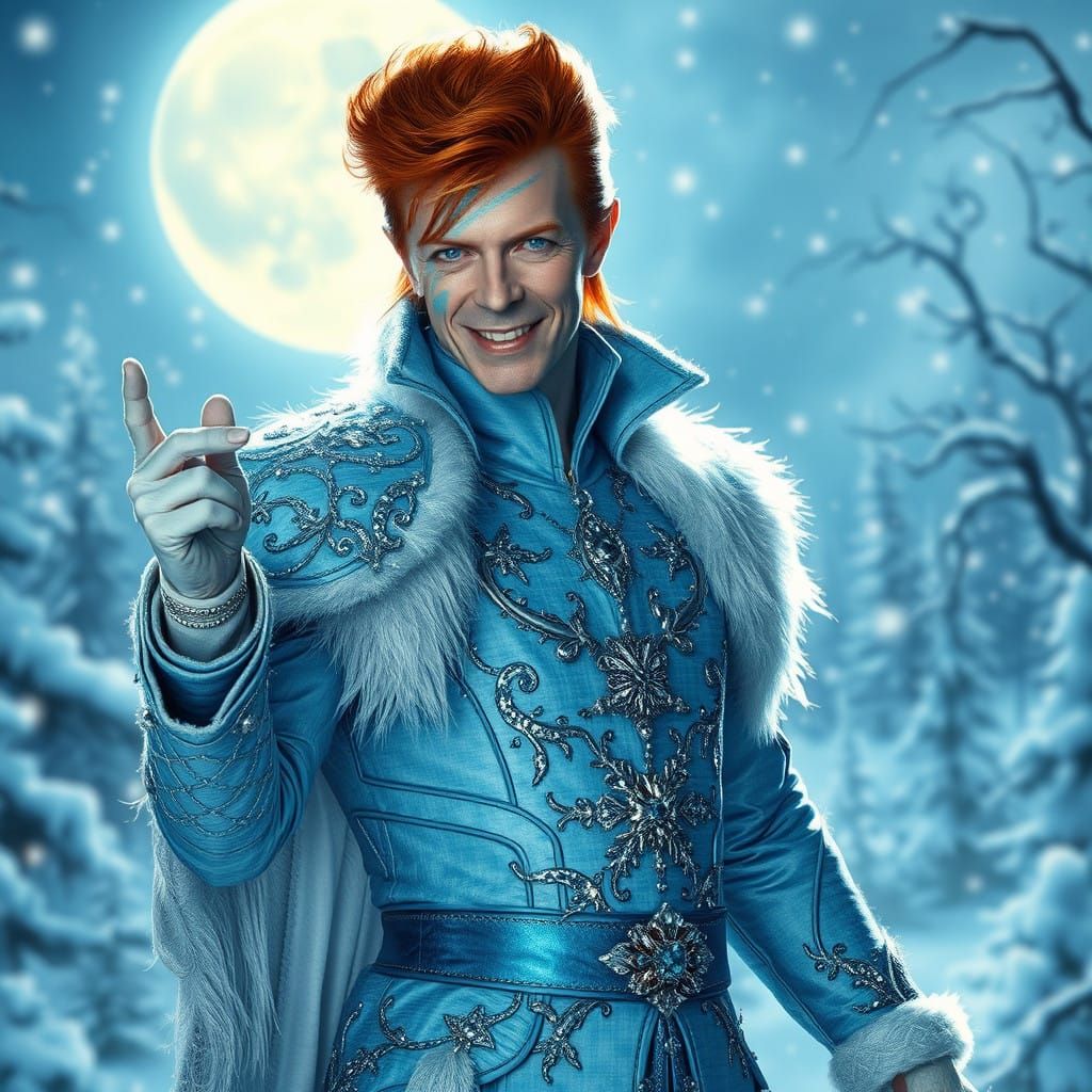 David Bowie as Majestic Ice King in Whimsical Winter Wonderl...