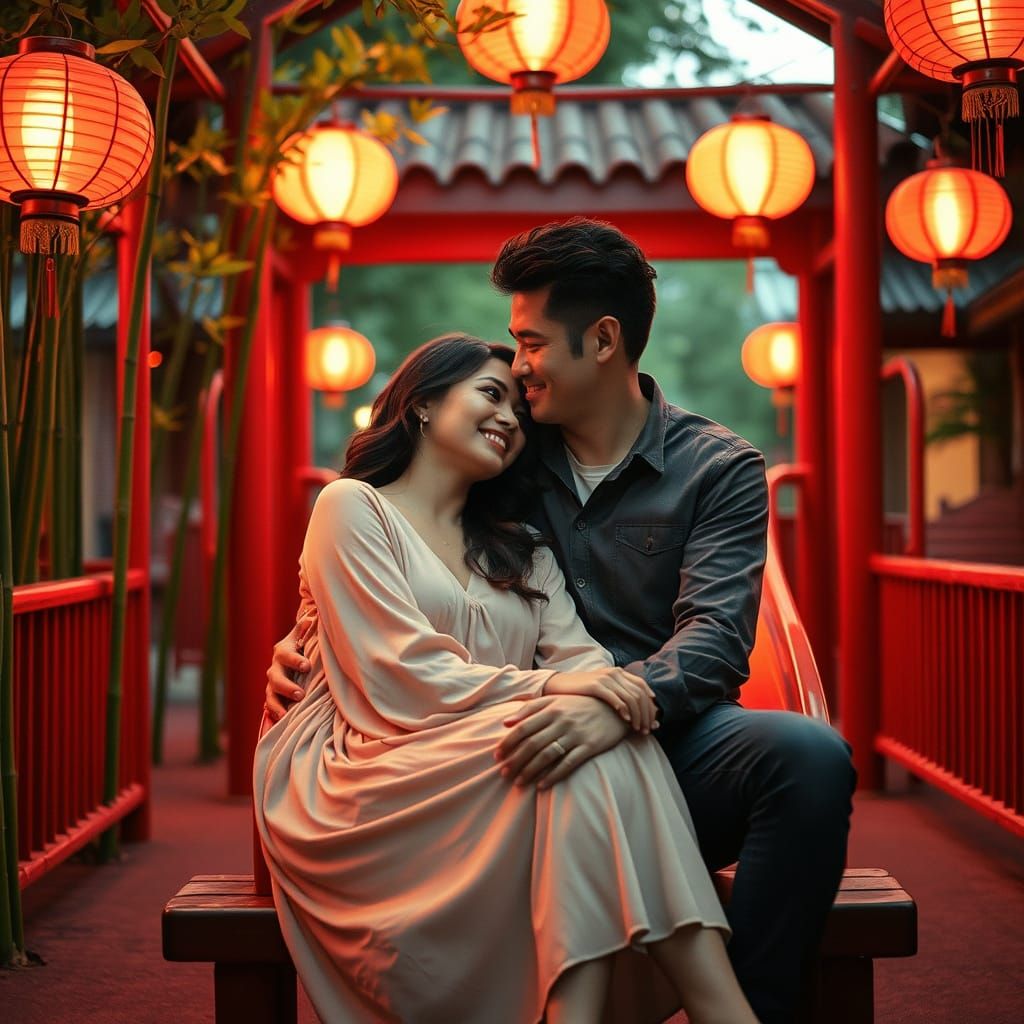 Romantic Playground Sunset: A Couple's Embrace
