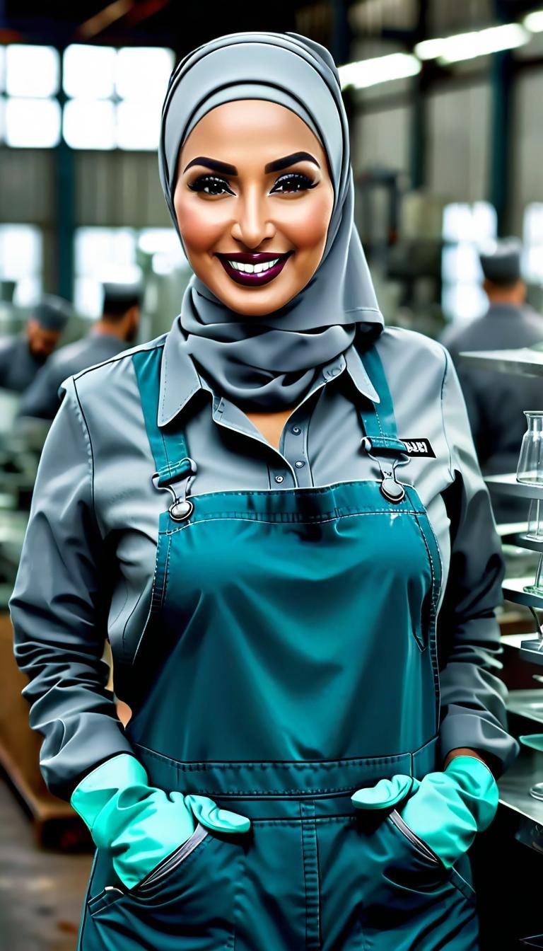 Beautiful Middle Eastern Woman Working in Glassware Factory