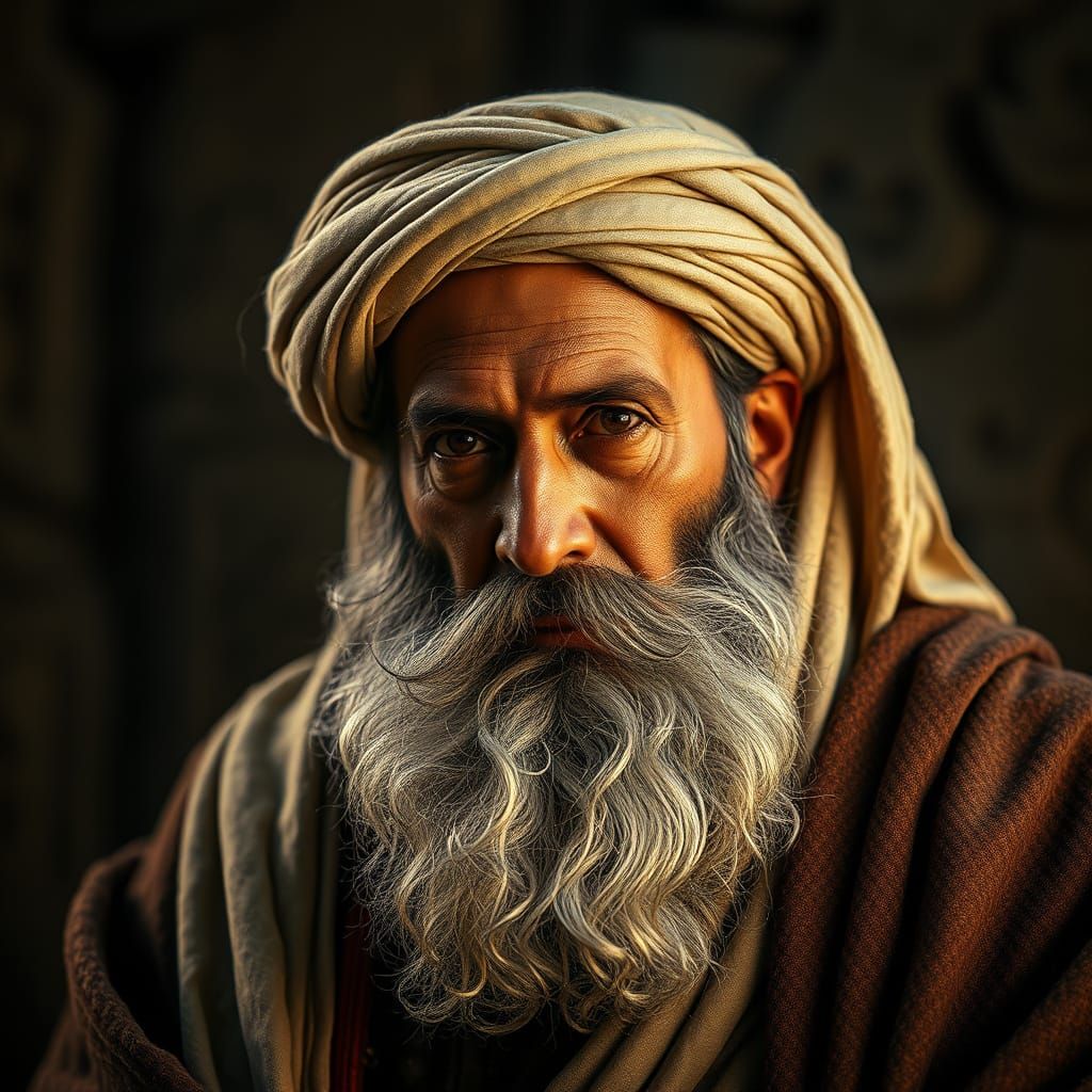 Omar Khayyam in Hyperrealistic Portrait