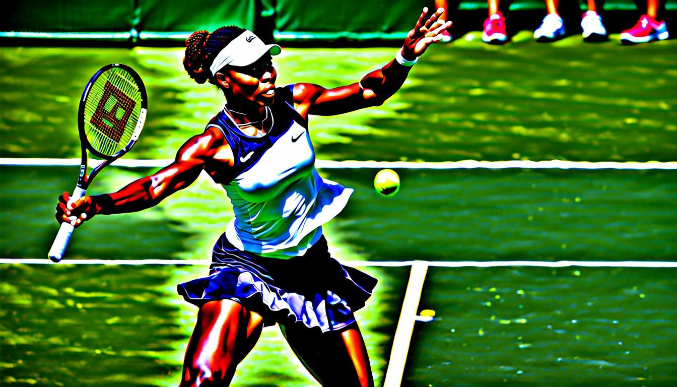 Venus Williams Power Serve: Hyperrealistic Tennis Photo