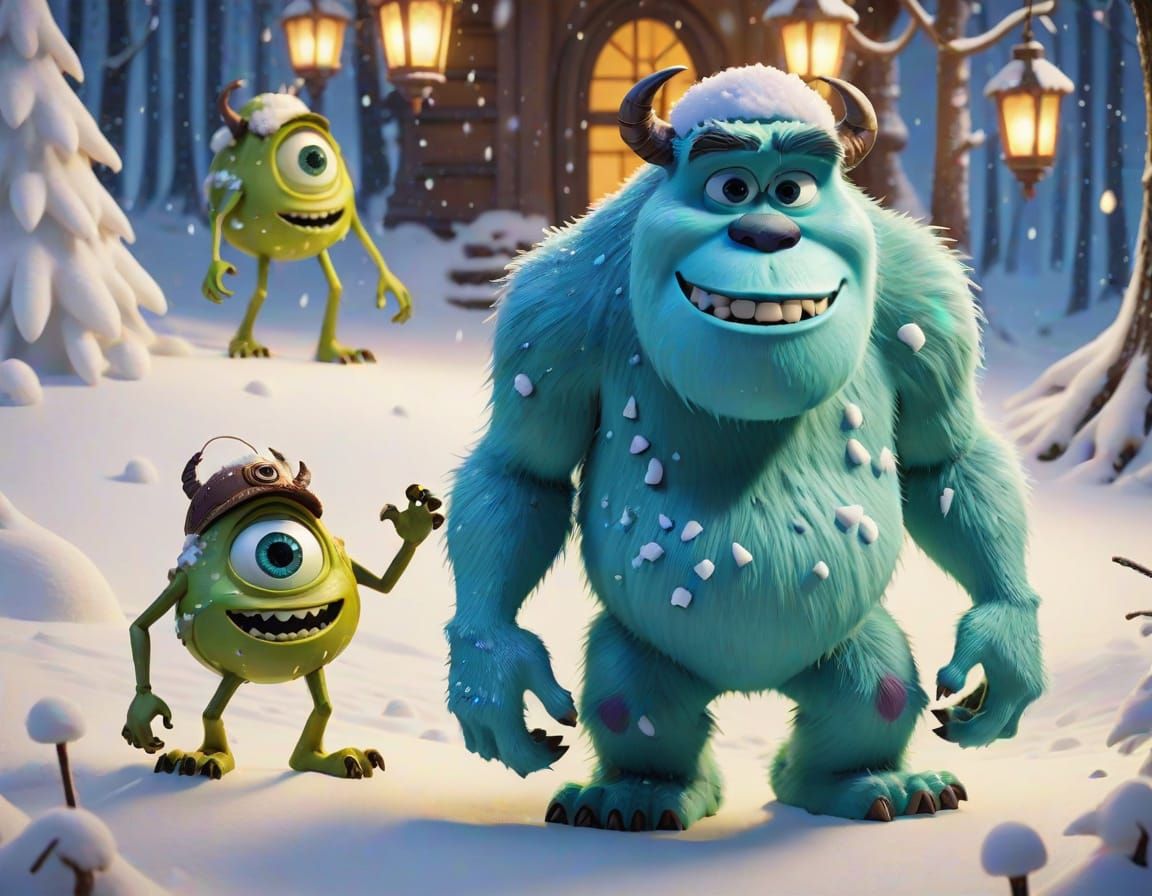 Monsters Inc. Characters in Snowy Forest - Stop Motion Anima...