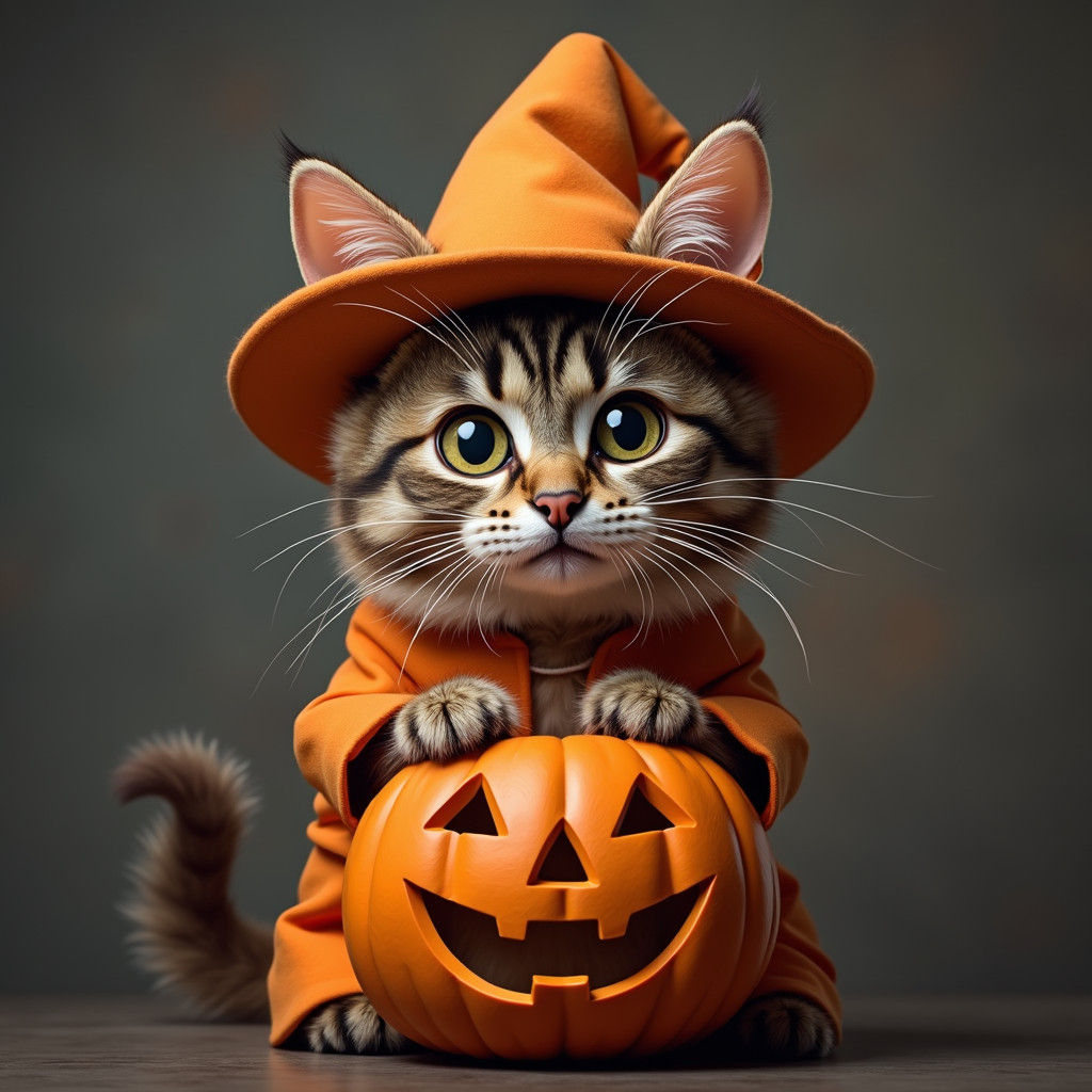 Cat in Costume Ready for Halloween